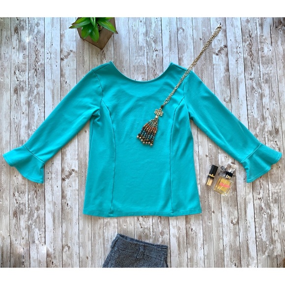 Talbots Long Sleeve Teal Fitted Blouse, EUC, XS - Picture 1 of 4